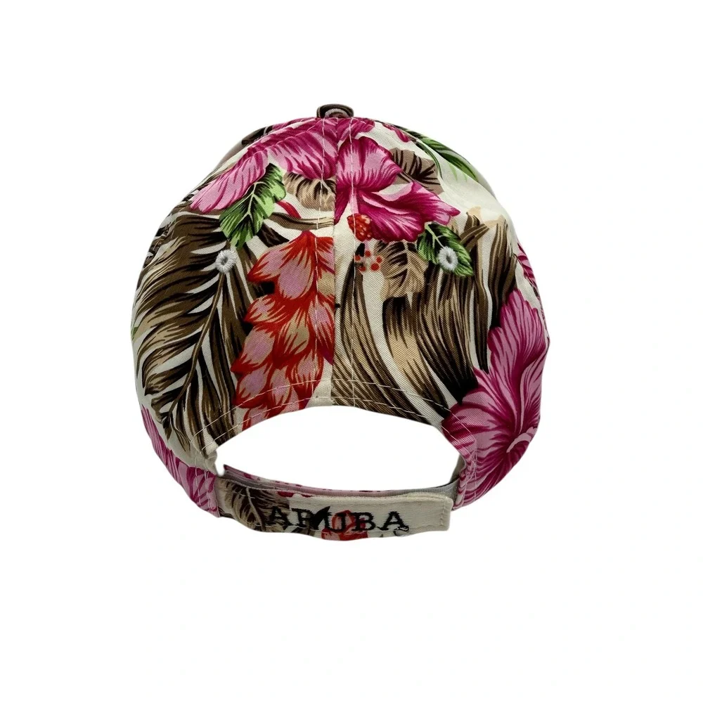 Aruba One Happy Island Floral Baseball Cap Embroidered Accent Women